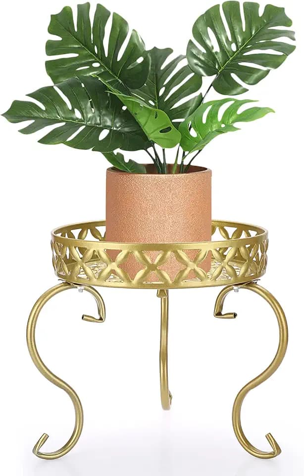 SUMTree Metall Pflanzenhocker Gold Pflanzenständer Rund Blumenständer Eisen