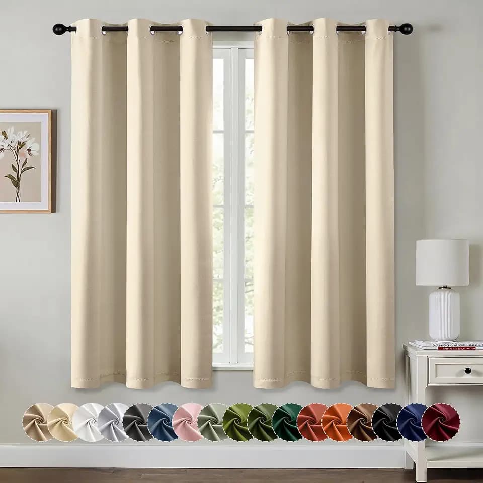 MIULEE Blackout Curtains for Bedroom 2 Panels 40 x 63 Inch Long Cream Beige