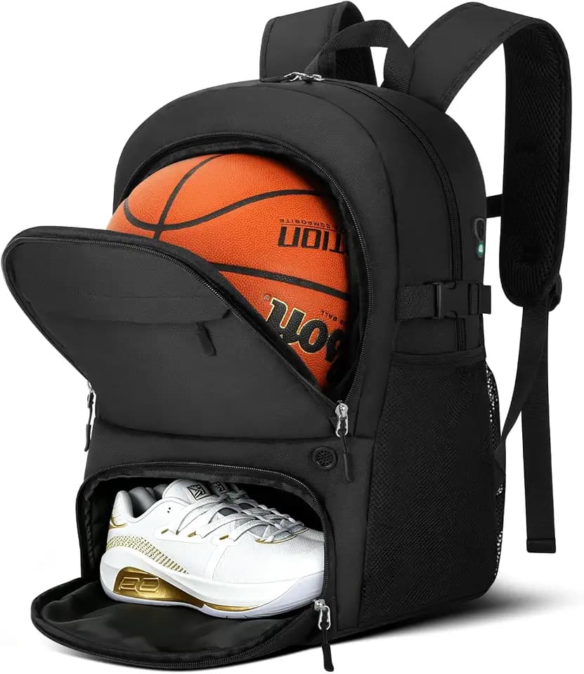 OCKLILY Basketball Backpack - Large Sports Equipment Bag with Ball Holder & Shoe Compartment, Sport Bags for Basketball, Soccer, Volleyball, Gym, School and Travel, 30L