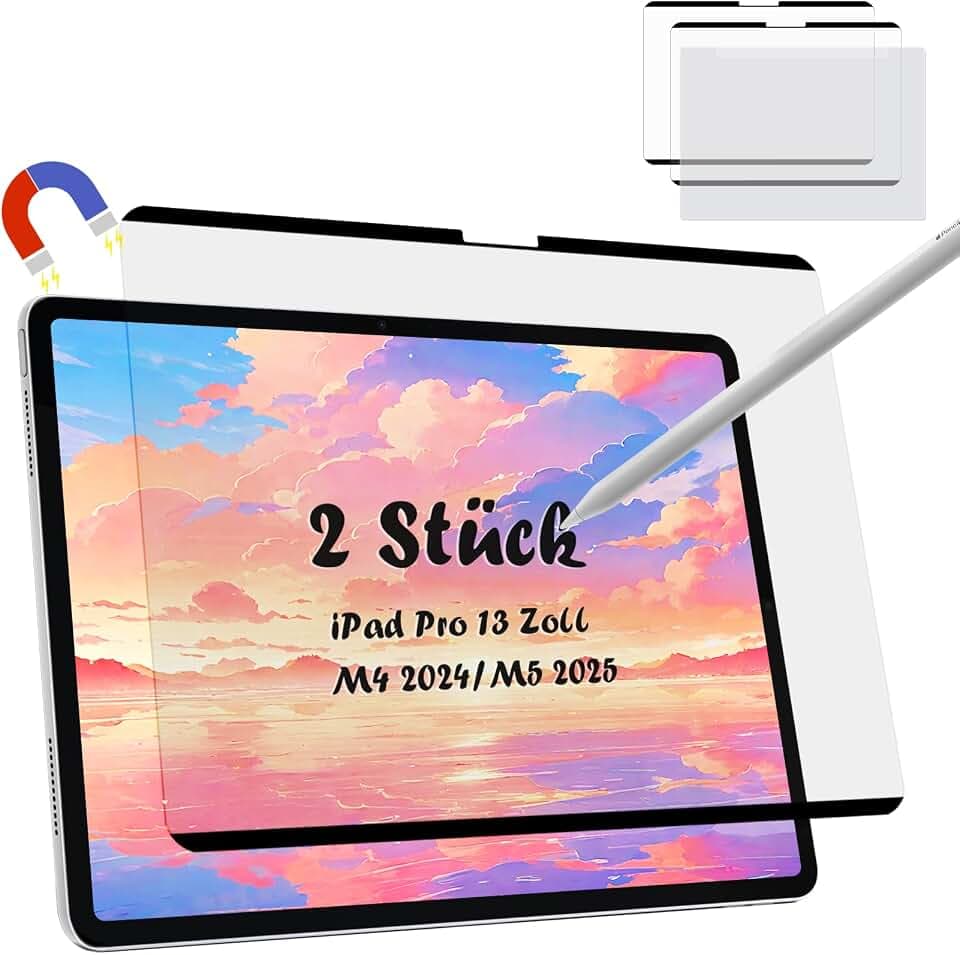 Mamol 2 Stück Magnet Papier Schutzfolie für iPad Pro 13 Zoll M5/M4 (2025/2024), Matt Displayschutzfolie, Papier folie Schutzfolie Schreiben und Zeichnen, Blendfreiem Feel Film PET Screen Protector
