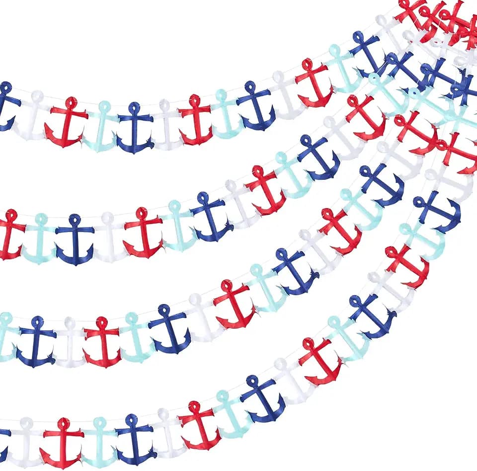 Boao 4 Pieces 8ft Nautical Garland Red White Blue Bunting Decor