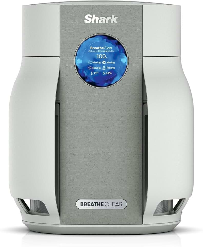 Shark BreatheClear Compact Luftreiniger mit HEPA-Filter, NeverChange bis zu 6 Jahre*, automatischer Sensor, HEPA-Luftreiniger für kleine Räume, Dove HP062EU
