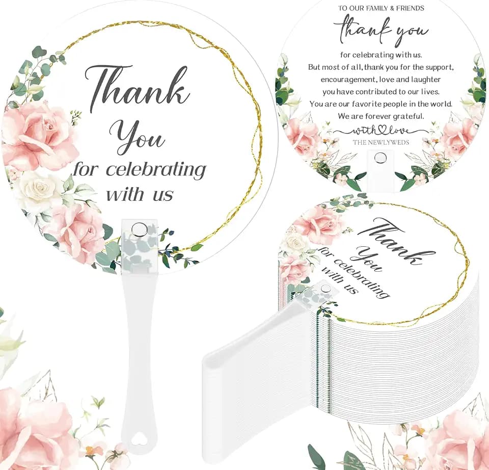 CroBlissful 100 Pcs Wedding Hand Fans for Guests Bulk, Handheld, Leaf