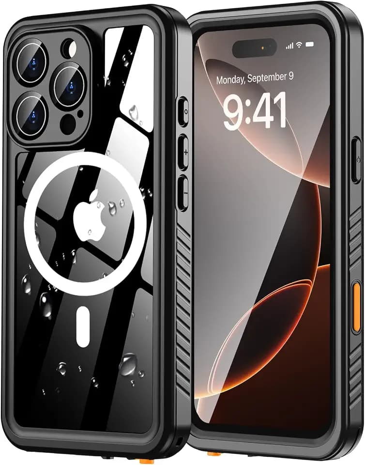 Oneagle Magnetic for iPhone 16 Pro Case Waterproof [IP68 Underwater][Built-in Screen & Lens Protector][Fit for MagSafe] 360°Full Body Shockproof Heavy Duty Protective iPhone 16 Pro Phone Case Black