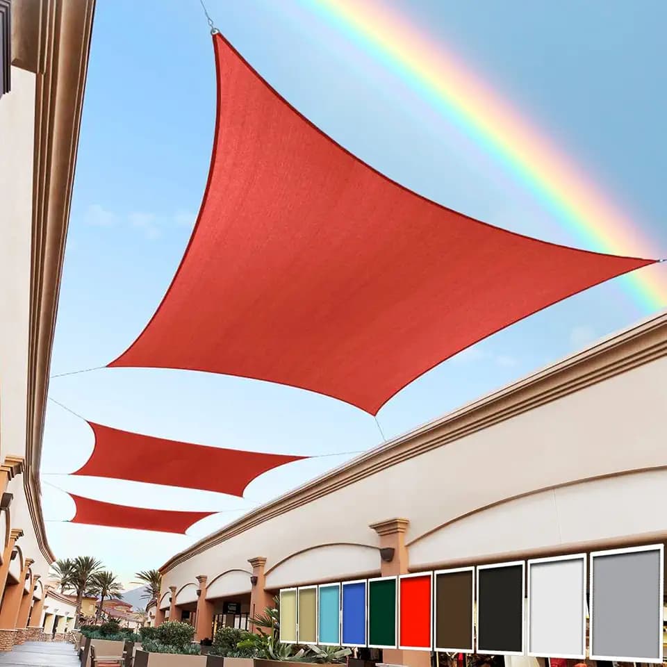 Royal Shade 8' x 10' Red Rectangle Sun Shade Sail for Outdoor Patio