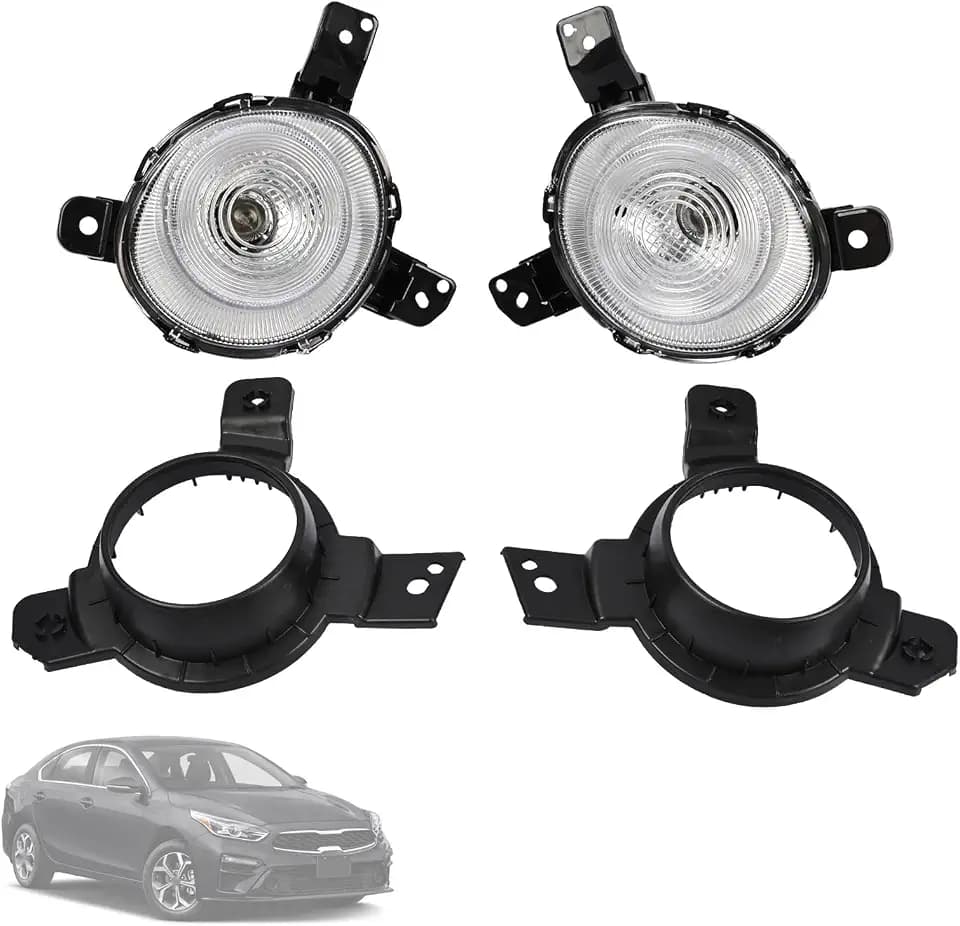 Pair Fog Light Assembly Kit Compatible with Kia Forte 2019 2020 2021 Replace 92207-M7050 92208-M7050 KI2562102 KI2563102 Left & Right Front Bumper Fog Lights Lamp