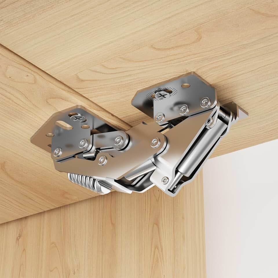 Furniware 2 Stück 90° Softclose Scharniere für Schranktüren, Schrankscharnier, Kein Vorbohren Möbelscharnier, Kleiderschrank Scharnier, Schranktür Küchenschrank mit Dämpfer, für Wohnmobile, Wohnwagen