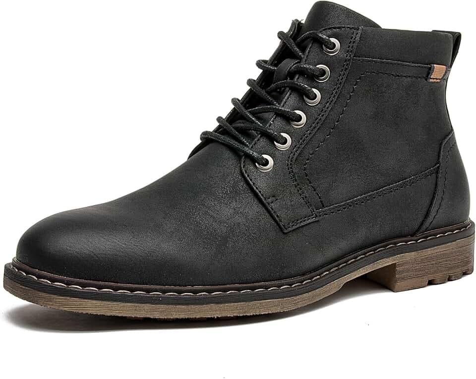Men's Casual Ankle Boots with Zipper and Lace Up