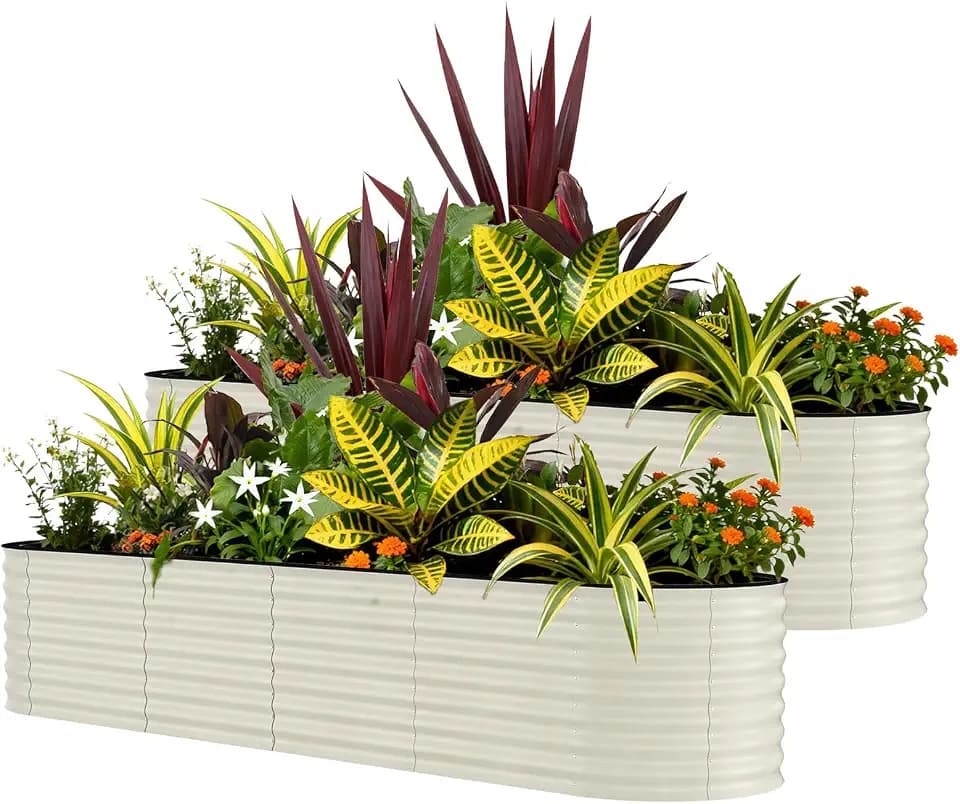 Garvee 2 Pack 8x2x1.5ft Galvanized Raised Garden Bed, Metal Planter Box