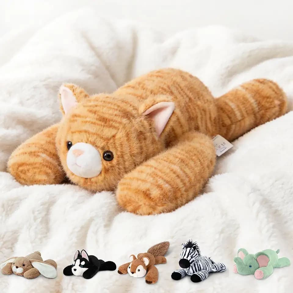 Niuniu Daddy Orange Cat Weighted Stuffed Animal, Plush Toy Pillow for Adult