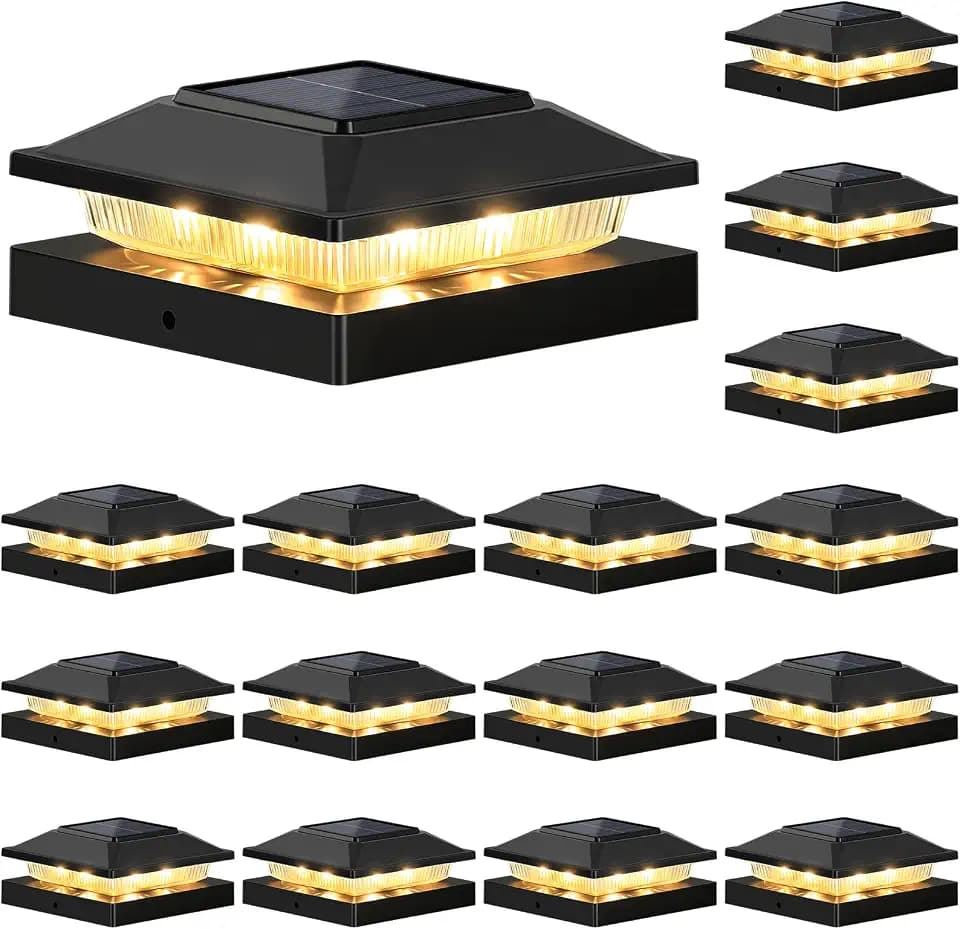 Brightever Solar Post Cap Lights, Black, 4x4 3.5x3.5, 16-Pack