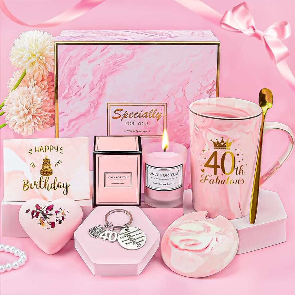 40 Geburtstagsgeschenk für Frauen, Porzellan Kaffeebecher Set, Entspannung Geschenk für frauen, Geschenk Freundin Geburtstag, Geschenke für Frauen 40 Jahre Beste Freundin, Mama, Schwester