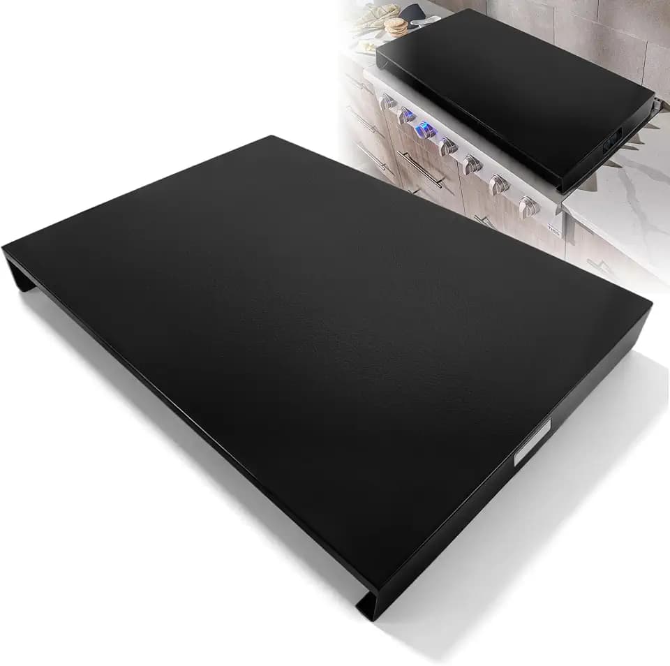 Metal Gas Stove Cover Board, 30 x 22 x 3 Inch Gas Stove Top Covers with Handle, Noodle Board Gas Stove Cover, Fits Home Gas & Electric Stoves, Easy-Clean Kitchen Storage