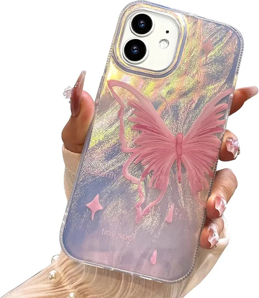 I-MGAE-IN-AR Compatible with iPhone 12/iPhone 12 Pro Case Pink Butterfly