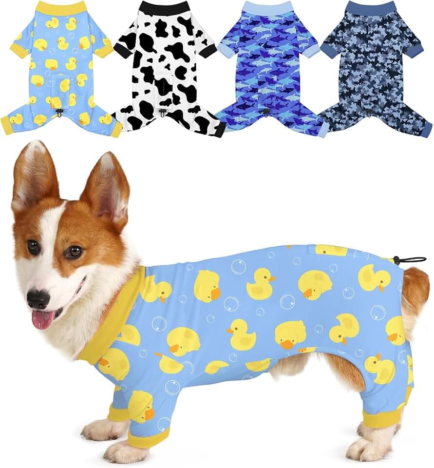 Bienbee Dog Pajamas, 4 Pack Adjustable Onesies for Small to Large Dogs XL
