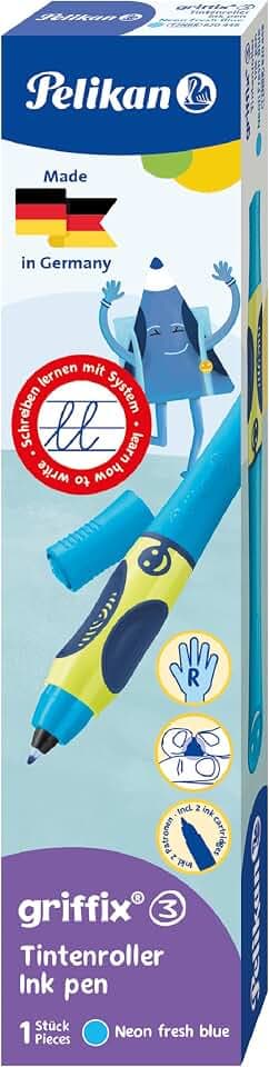 Pelikan griffix Tintenroller, Tintenschreiber für Rechtshänder, Neon fresh blue, 1 Stück