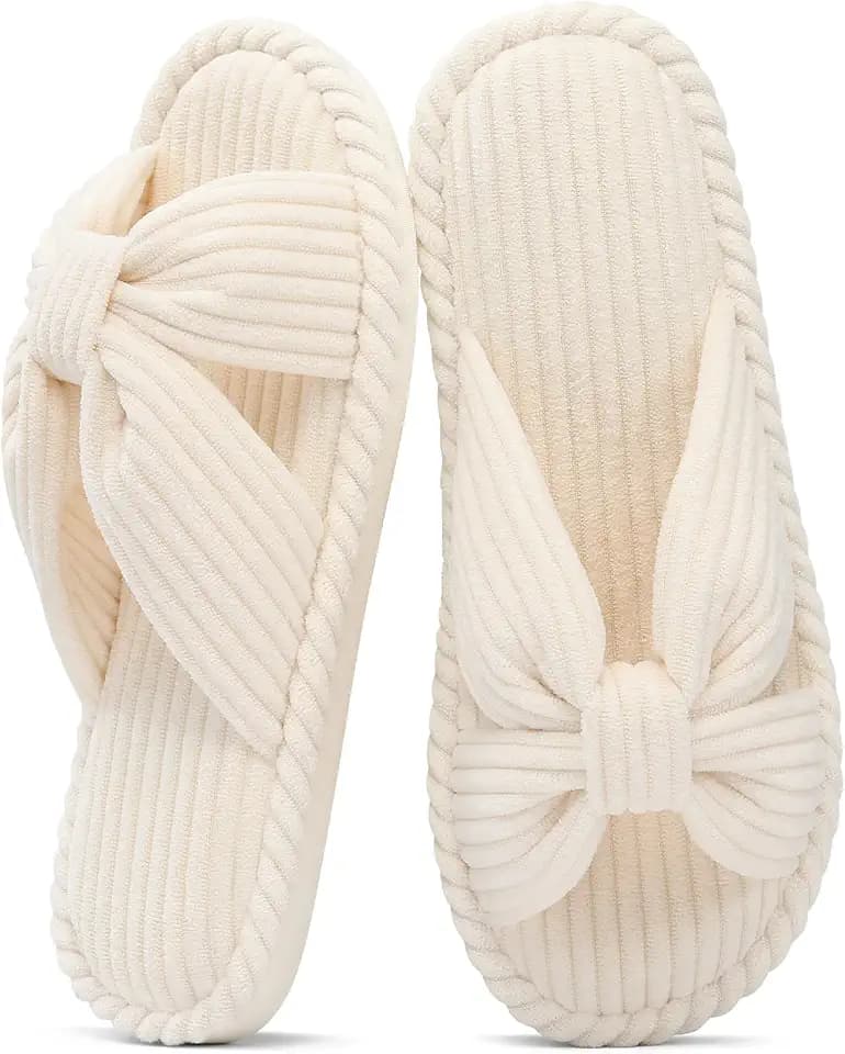 shevalues Memory Foam Slippers for Women Open Toe Indoor House Shoes