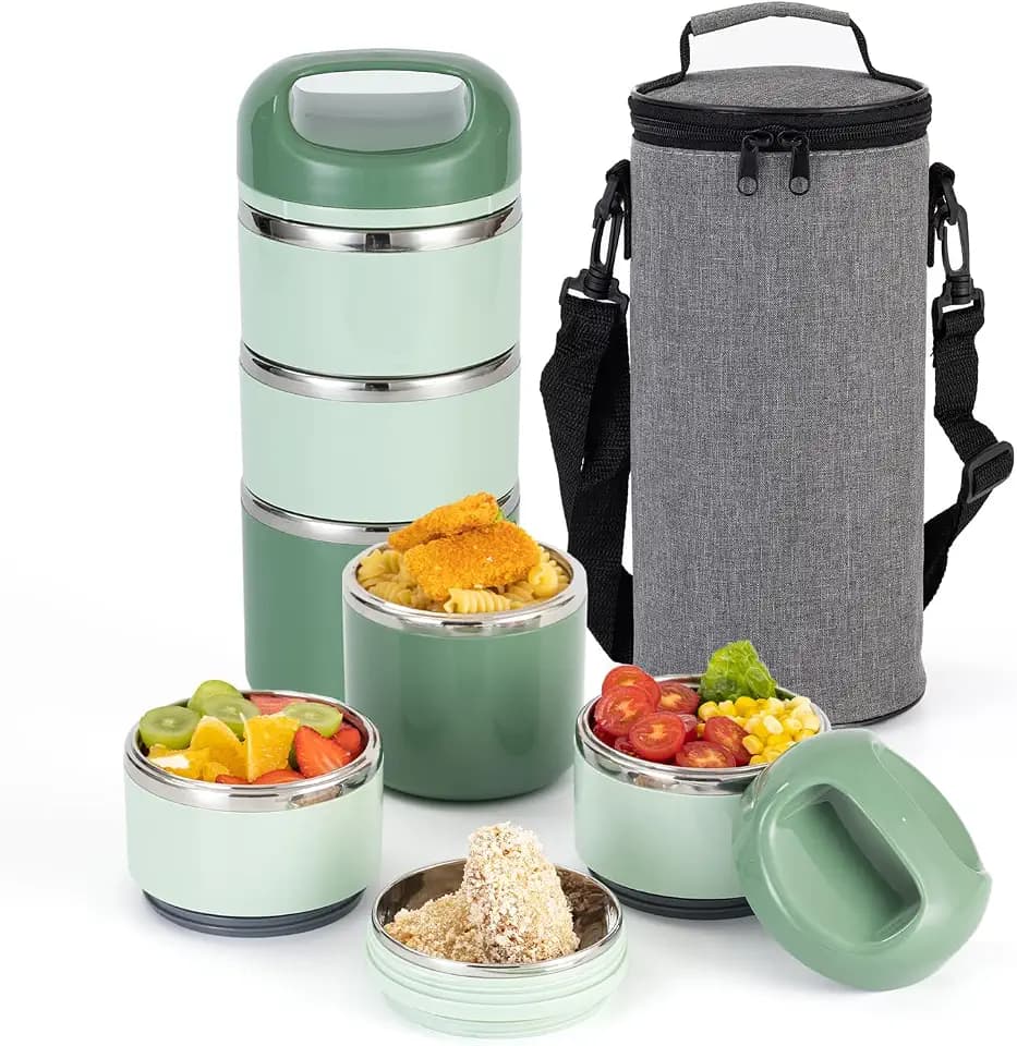 Lille Home Edelstahl Lunchbox, Stapelbar, 3-lagig, Auslaufsicher