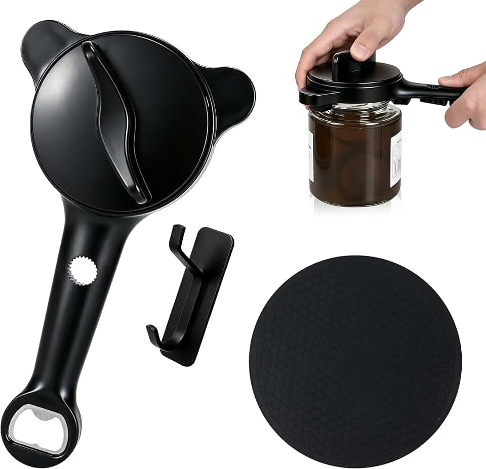 Jar Opener for Weak Hands, 4-in-1 Adjustable Steel Set