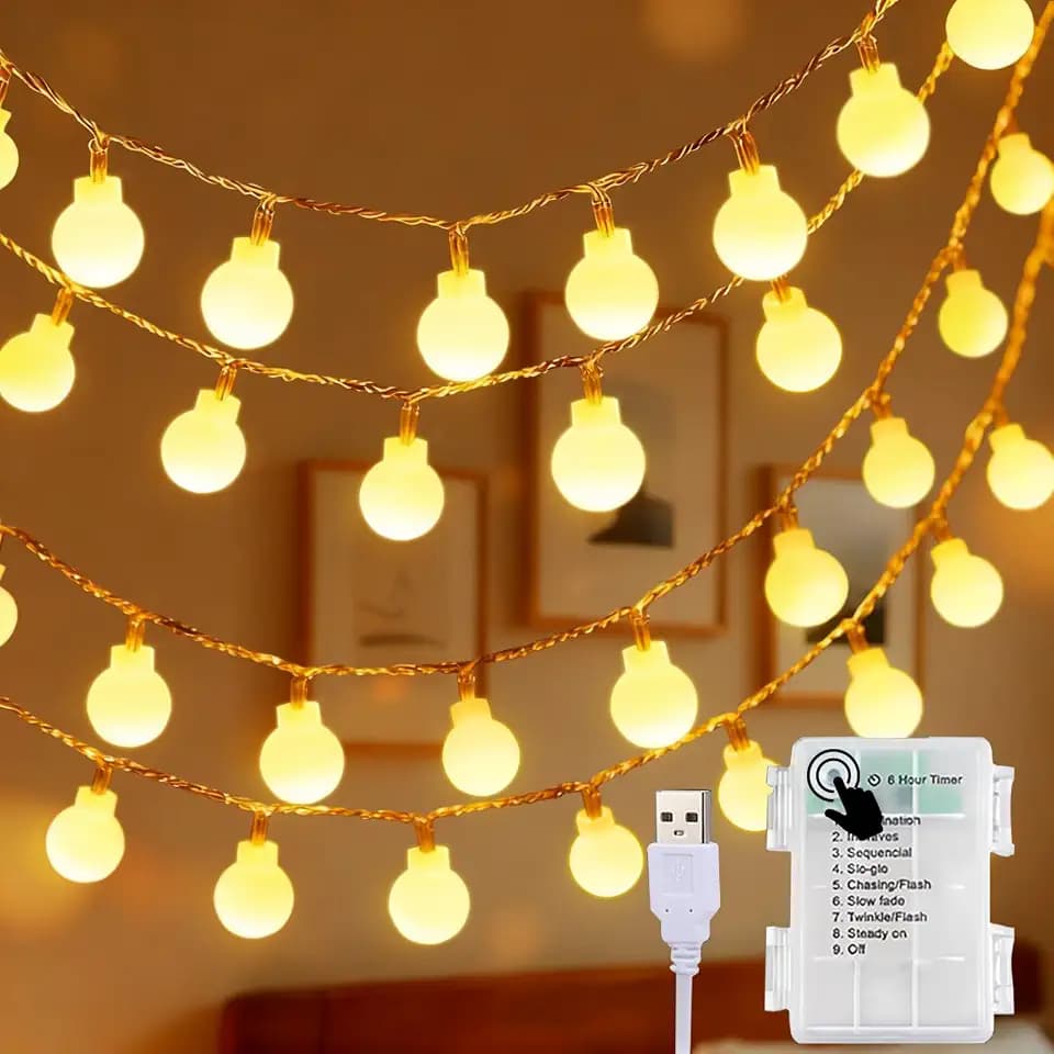 Uping 100 LEDs Llichterkette Warmweiß Außen Innen mit Timer und 8 Modi