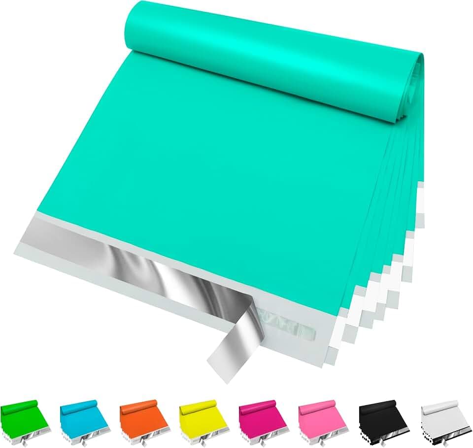 JinRuiKJ Poly Mailers 9x12 Inch, 100 Pcs Shipping Bags, Teal