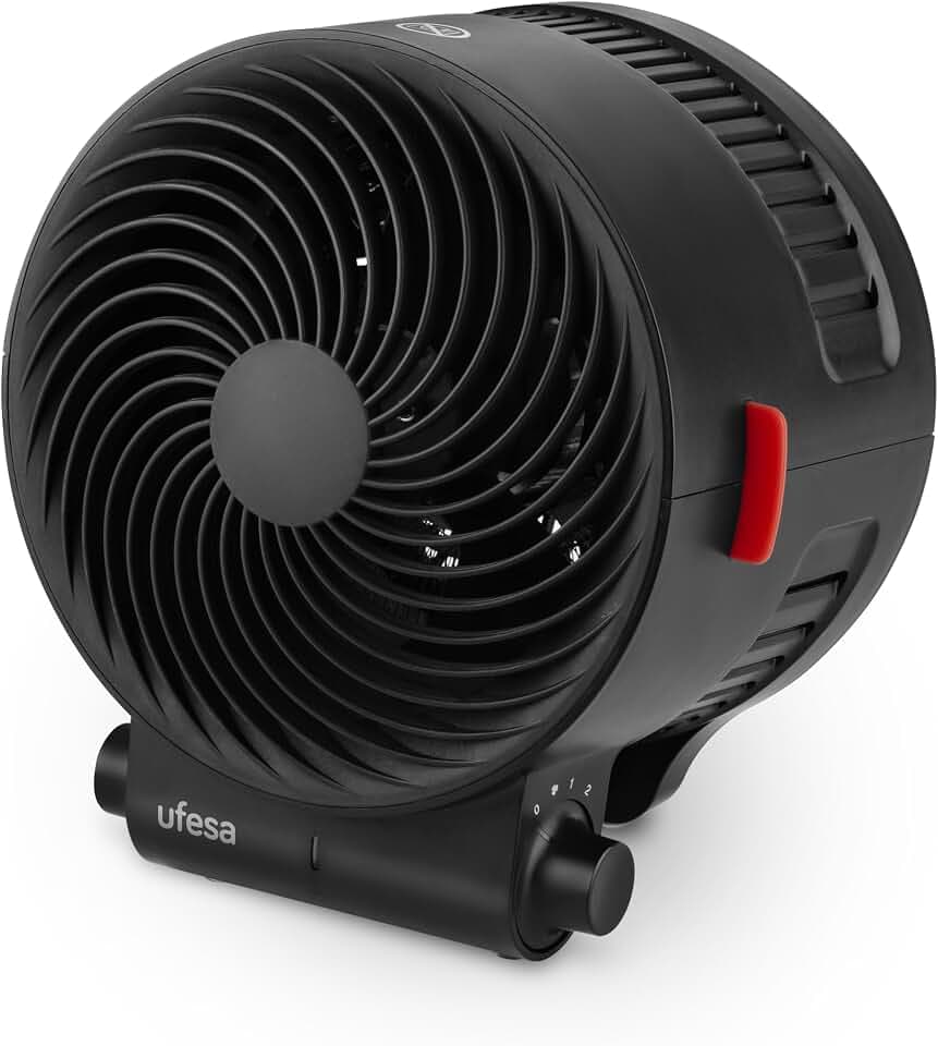 Ufesa Atlas Neo Heizlüfter, 2000 W, 3 Leistungsstufen, regulierbares Thermostat, Überhitzungsschutz, feuerfestes ABS, Schwarz