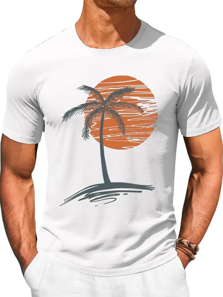 Runcati Mens Short Sleeve T-Shirts Graphic Crew Neck Shirt Printed Tees