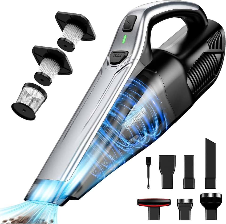 Car Vacuum Handheld Vacuum Cordless: 6-in-1 Portable Mini Vacuum Cleaner