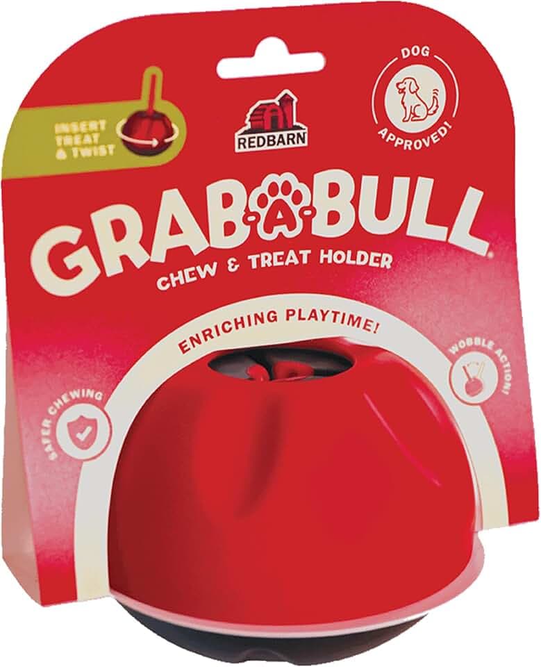 Redbarn Grab-a-Bull Chew and Bully Stick Holder and Wobbler Toy for Dogs