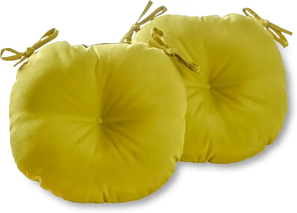 Greendale Home Fashions 15-inch Outdoor Round Bistro Seat Cushion, 2 Count (Pack of 1), Lime