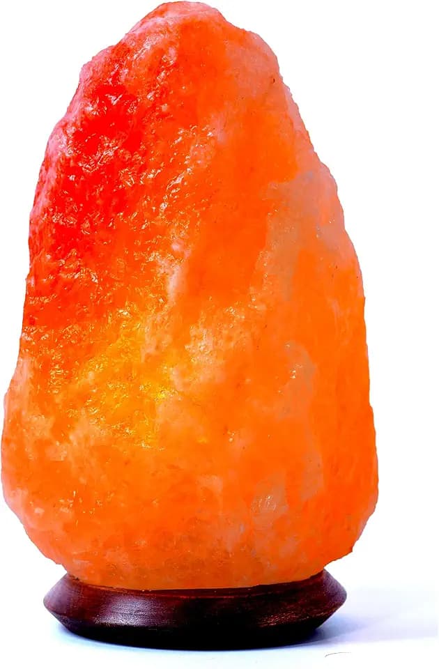 AGT Salzlampe Naturform (Salzkristalllampe bekannt als Himalaya Salz) aus der Salt Range Punjab, Pakistan auf einem Edelholzsockel incl 1.5m Kabel mit Lampenfassung E14 & Schalter + 2x Glühbirnen 15W