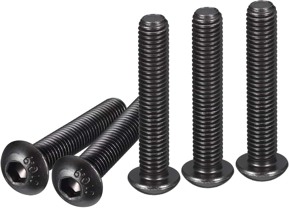 DTGN M10-1.5x60mm Innensechskantschrauben mit Linsenkopf - 10er Pack - Geeignet für Maschinen - Kohlenstoffstahl Schwarzoxid - Sechskantantrieb Vollgewindebefestigung
