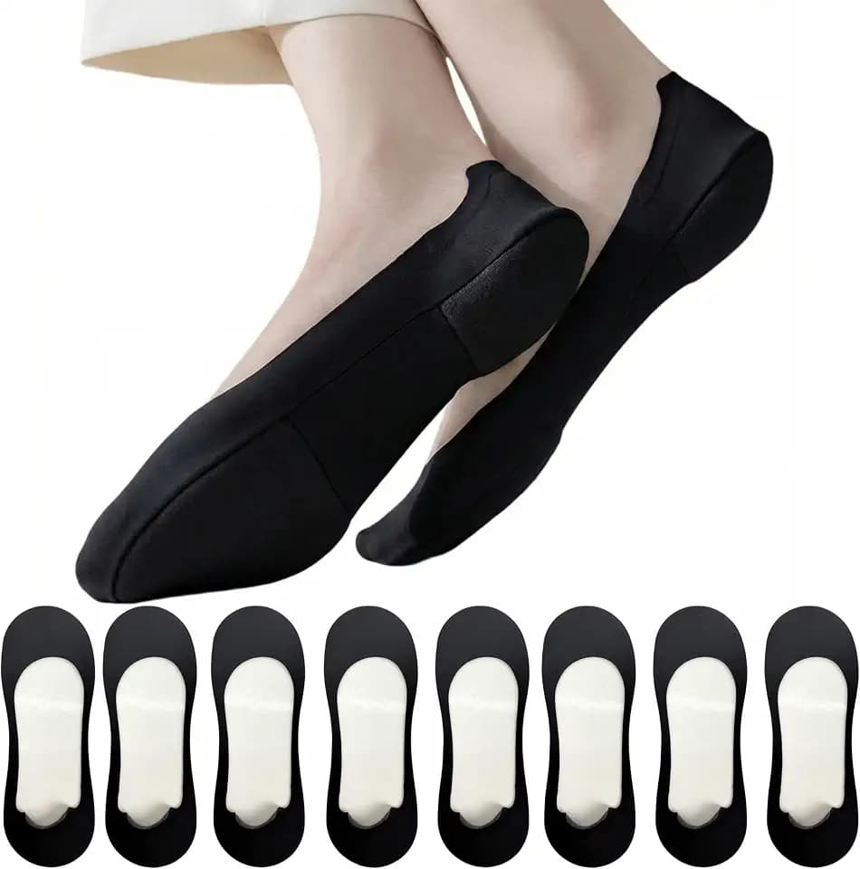 Women No Show Socks Cushioned Forefoot & Heel, Non Slip Invisible Low Cut Socks, 8 Pairs