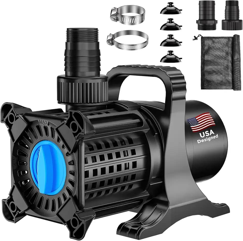 OYO Water Pond Pump, 8500 GPH Adjustable Flow Submersible Water Pump with Filter Bag, Copper Motor, IPX8 Waterproof for Outdoor Koi Pond, Fountain, Waterfall, Hydroponics