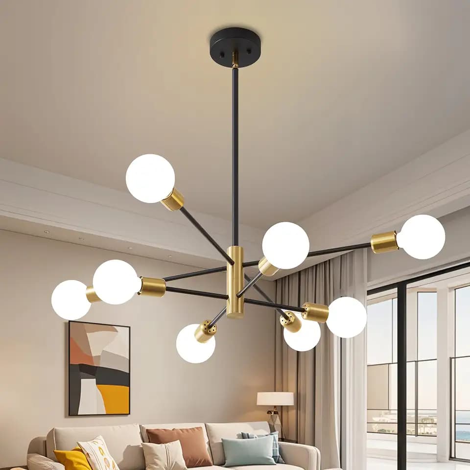 Chandeliers for Dining Room Black Gold 8-Light Modern Kitchen Chandelier