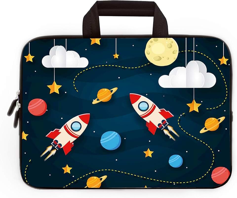 Universal 7~9 inch Kids Tablet Portable Neoprene Zipper Carrying Sleeve Case Bag Fits 7" 8" 8.5" 8.9" 9" iPad Mini 5 4 3 2 1, Galaxy Tab A 8.0 (Rocket)