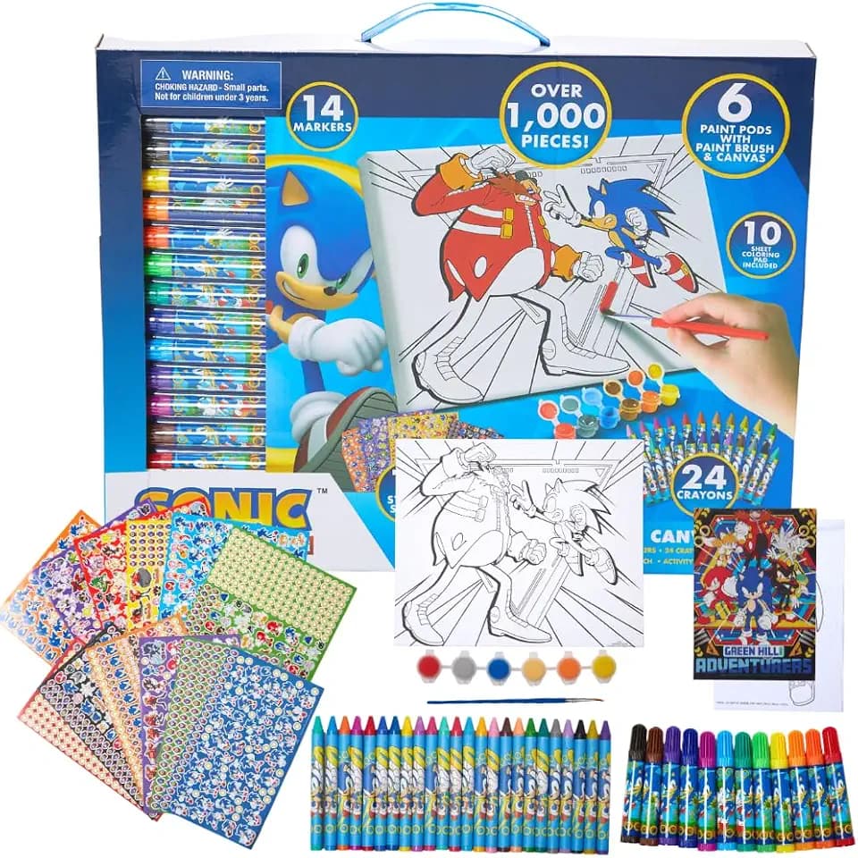Sonic the Hedgehog Color & Paint Activity Art Set with Canvas, 1000+ Pieces