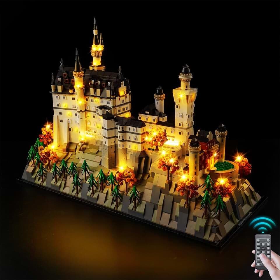 Kyglaring LED Light Kit Compatible with Lego Neuschwanstein Castle 21063 Building Blocks, Upgraded Remote Control Dimming, Lights Only (Model Not Included), RC Version.