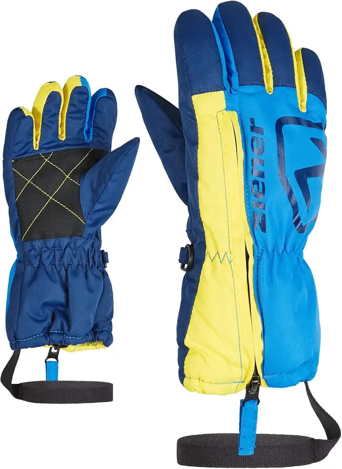 Ziener Kinder Leo Ski-Handschuhe/Wintersport | Langer Reißverschluss, Leash, Persian Blue, 98cm
