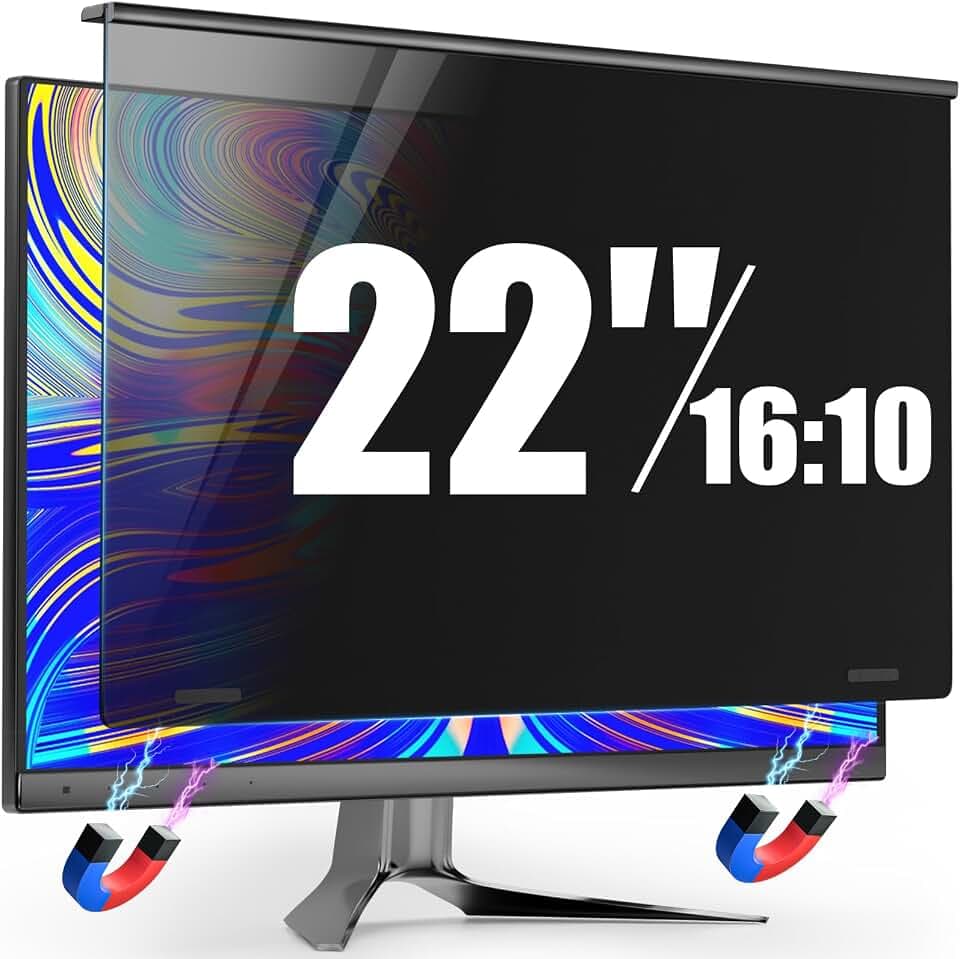 Magnetic 22 Inch Privacy Screen for Frameless Computer Monitor 16:10 Aspect Ratio,Hanging Blue Light Screen Protector Eye Protection Anti-Spy Shield, 22in Removable Privacy Filter