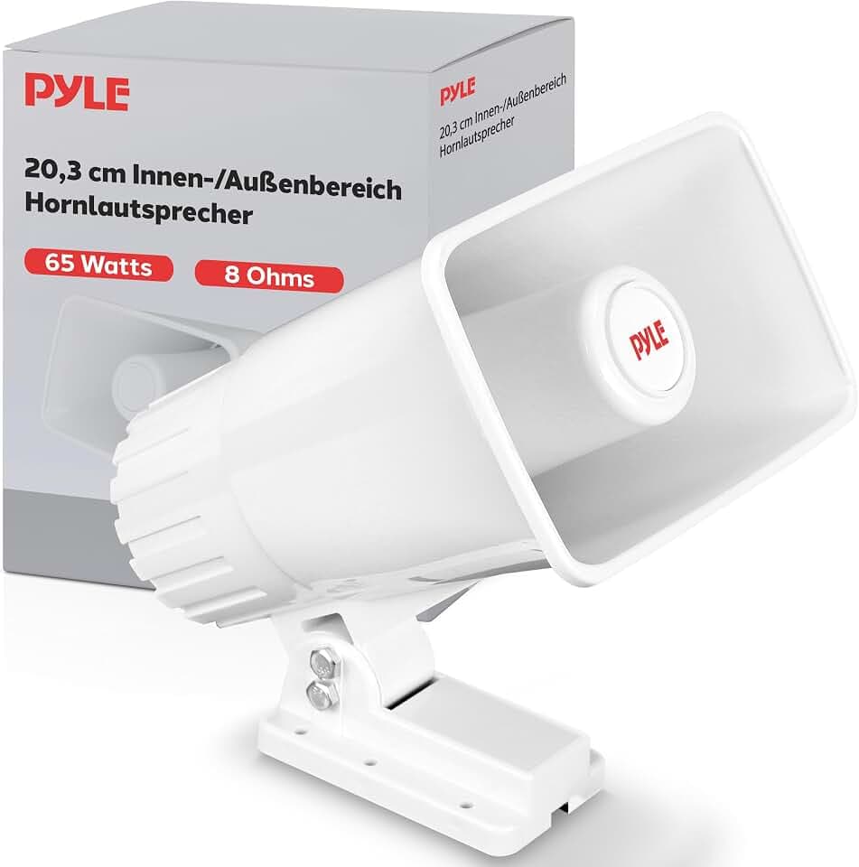Pyle Hochtöner, Outdoor Lautsprecher, PA Lautsprecher mit 8Ohm Impedanz, Hornlautsprecher 65Watt Spitzenleistung, Inkl. Montagesupport & Zubehör