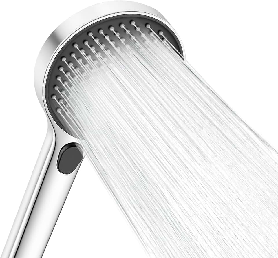 Ronvie Hochdruck Wassersparend Handbrause mit 3 Strahlarten, Chrom