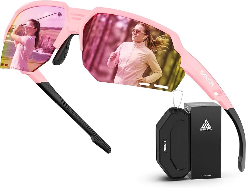SIPLION Polarized Sports Sunglasses for Men Women, TR90 Wrap-Around Frame