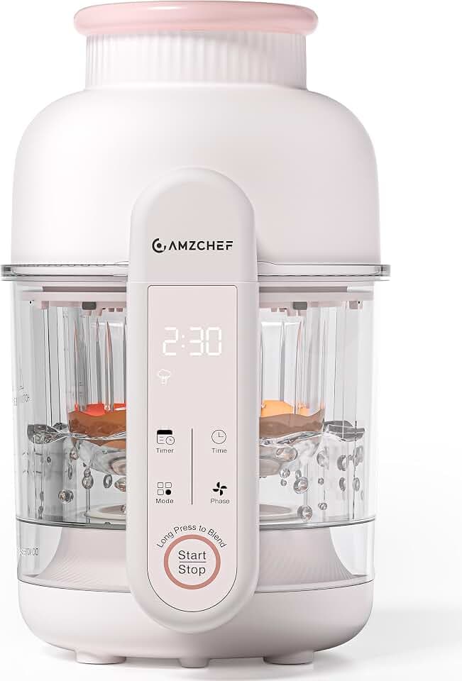 AMZCHEF Babynahrungszubereiter 6-in-1 mit 380 ml Dampfgarer