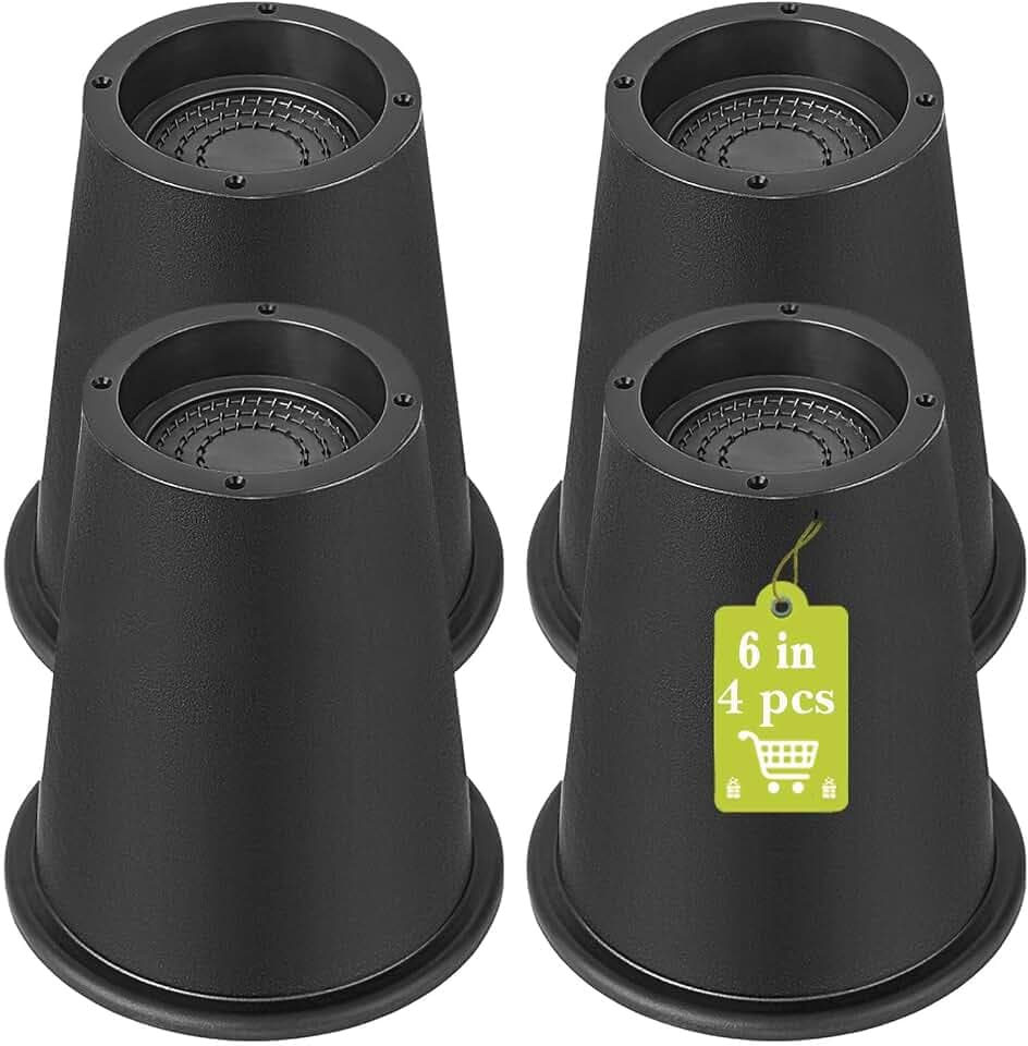4 Pack Furniture Risers 6 Inch, Bed Risers Heavy Duty for Table Desk Couch Chair Sofa Cabinet Bed Frame Dorm, Round Table Leg Risers Lift Height 6", Black