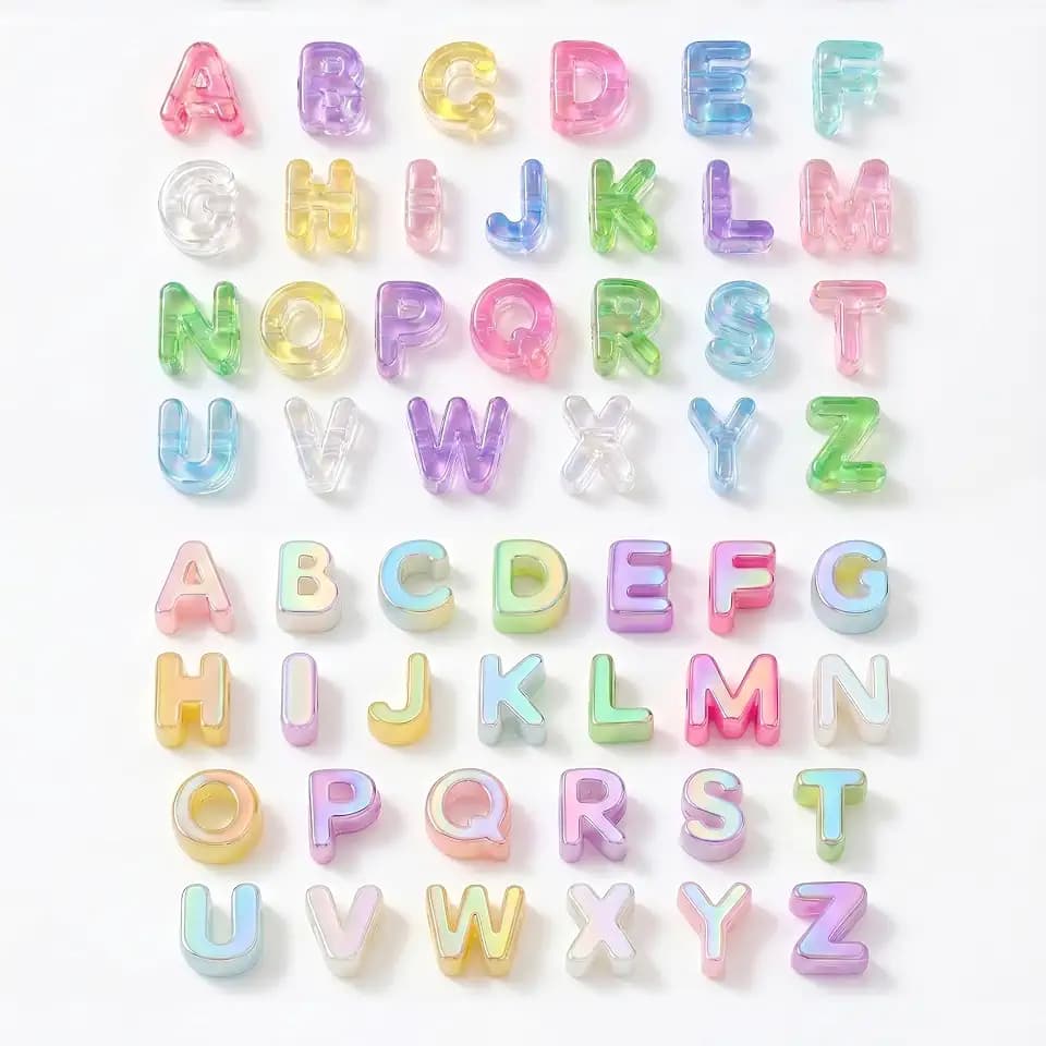 OVRUNS 52PCS A-Z Letter Beads Horizontal Hole Acrylic DIY Alphabet BagCharm