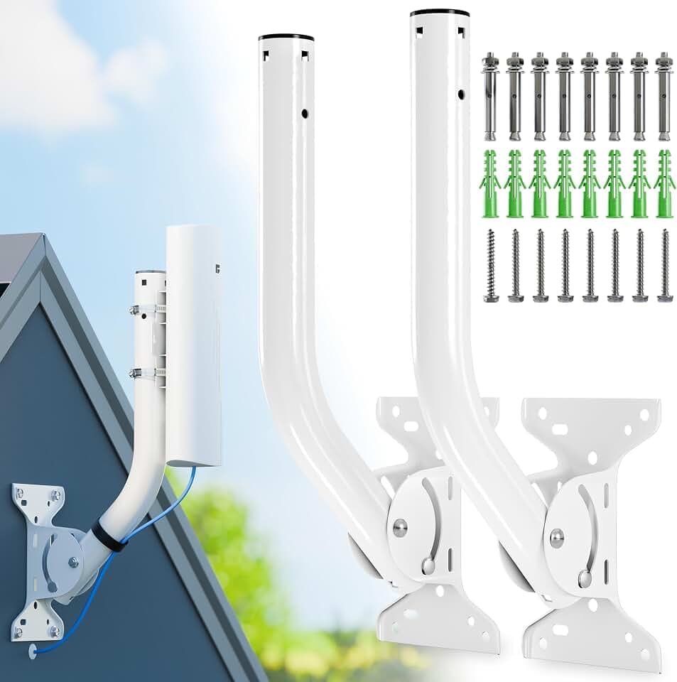 Universal Antenna Mount 2-Pack, Heavy-Duty Reversible J-Pole. Wall/Pole Mount for Outdoor Antennas, Wireless Bridge, Point to Point, WiFi Extender, Starlink, Weather Proof. (UB-AM) (GS-1155TX)