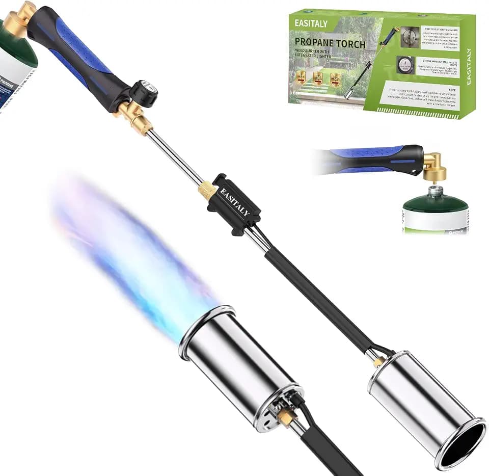 Propane Weed Torch Burner, 30" Blow Torch with Self Ignition & Rubber Grip, Garden Weed Burner & Charcoal Starter for BBQ, Driveway, Snow Melting (Fuel Not Included)