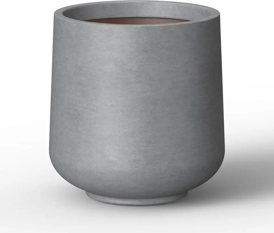 Kante Modern Home Minimalist 13" Dia Pale Gray Concrete Curved Planter