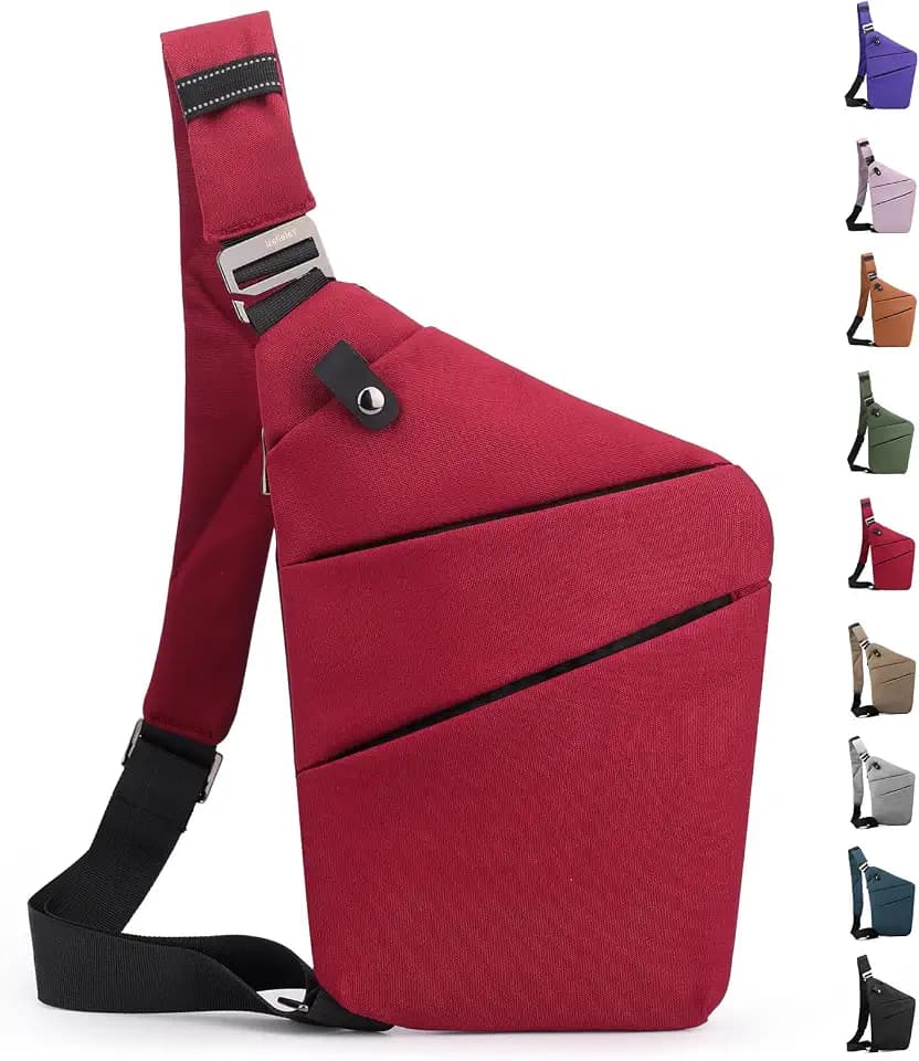 Anti Theft Crossbody Travel Bag - Multi-pocket Shoulder Bag with Adjustable Strap,Slim Sling Bag for Women Men